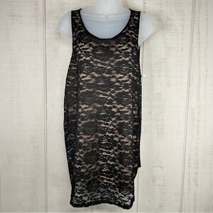 Apt 9 Dark Floral Tunic Tank Top Cami M Sleeveless Fairy Grunge Whimsigoth Black